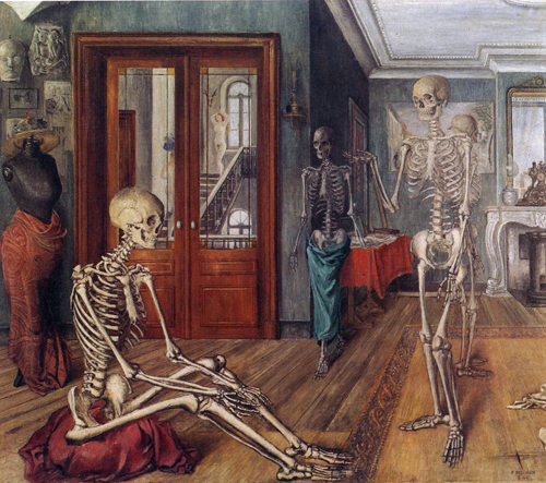 Paul Delvaux, Large skeletons, 1944